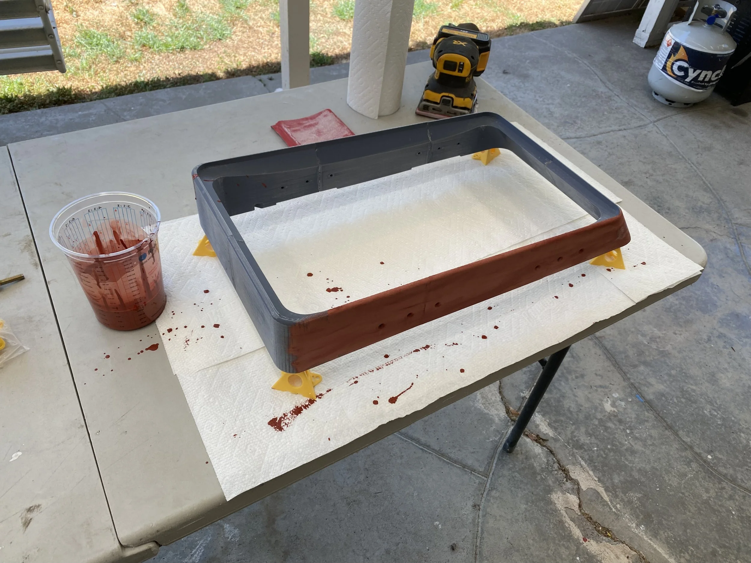 Coated in bondo-acetone slurry: https://youtu.be/CxjqQLAy5TU